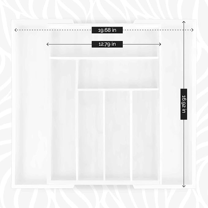 Masirs Expandable Bamboo Kitchen Drawer Organizer - Adjusts to Fit Drawer Size, Ideal for Silverware, Utensils, and Office Supplies, Durable Bamboo Construction