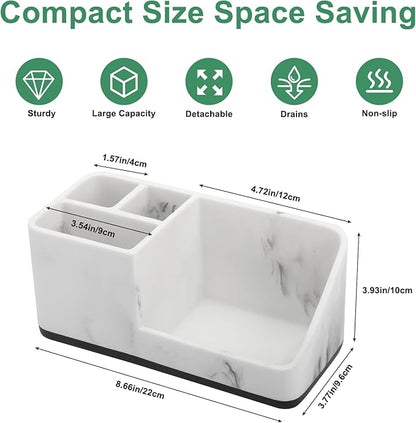 PARKMANI Marble Bathroom Counter Organizer, Kids Electric Toothbrush and Toothpaste Holders for Bathroom Organizers and Storage (Marble)
