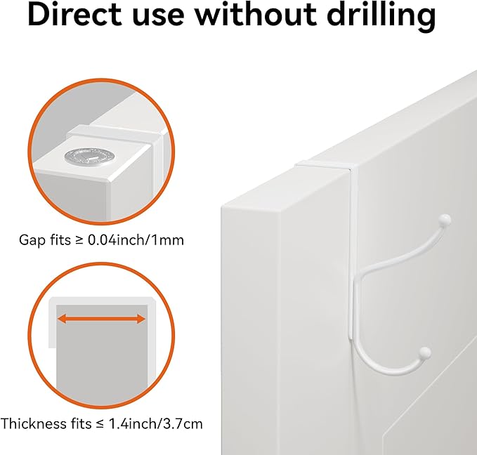 niffgaff Over Door Hook 4-Pack, Heavy Duty Door Hanger, Fits Interior Doors 1.4 Inches Thick, Organize Coats, Hats, Towels, and Bags for Entryways, Bathrooms, Bedrooms, and Kitchens, White