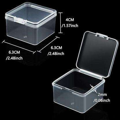 SATINIOR 24 Packs Small Clear Plastic Beads Storage Containers Box with Hinged Lid for Storage of Small Items, Crafts, Jewelry, Hardware (2.48 x 2.48 x 1.57 Inches)