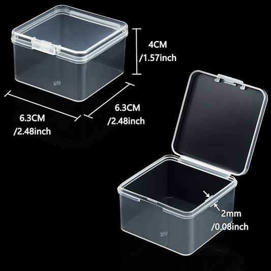 SATINIOR 24 Packs Small Clear Plastic Beads Storage Containers Box with Hinged Lid for Storage of Small Items, Crafts, Jewelry, Hardware (2.48 x 2.48 x 1.57 Inches)