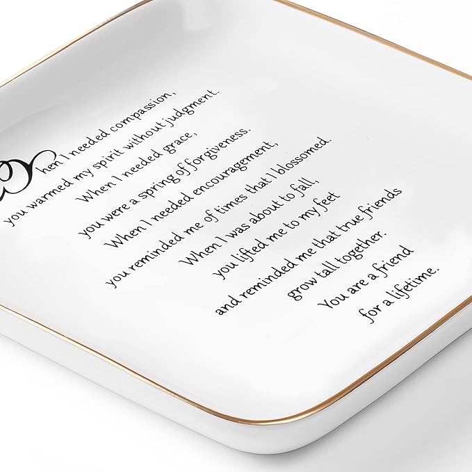 PUDDING CABIN Friend Gifts for Women You are a Friend for a Life Time Friendship Birthday Gifts for Friends Female, BFF Gift for Her, Personalized Ring Dish