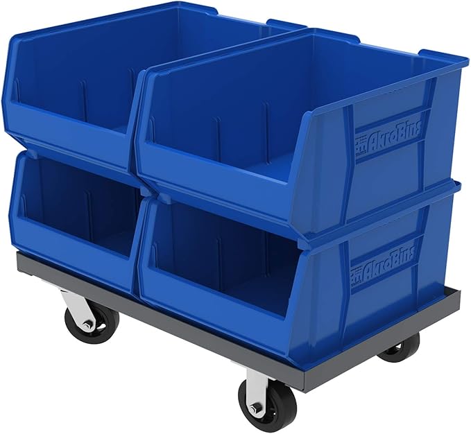 Akro-Mils 30289 Super-Size AkroBins Plastic Storage Bins, Space-Saving Stackable Bins for Garage, Classroom, Warehouse Organization, 24-Inch L x 18-Inch W x 12-Inch H, Blue, 1-Pack