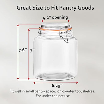 0.6 Gallon Glass Storage Jar with Lid, Wide Mouth Glass Canister for Storing Food in Pantry and Fermenting, Set of 2