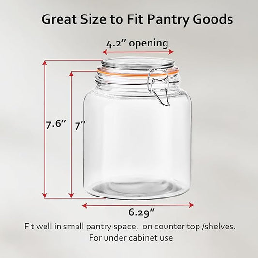 0.6 Gallon Glass Storage Jar with Lid, Wide Mouth Glass Canister for Storing Food in Pantry and Fermenting, Set of 2