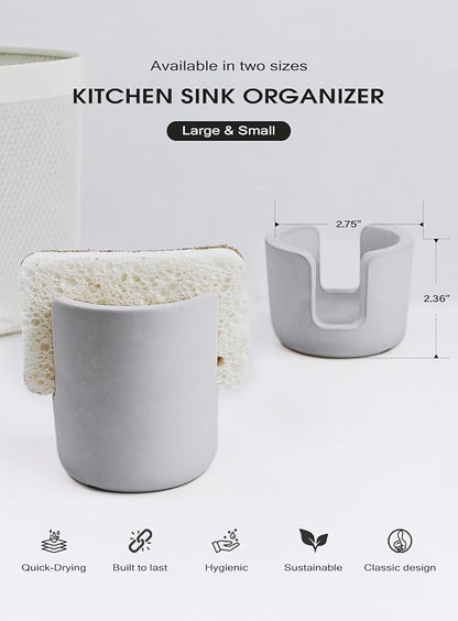 Slow Slog Diatomite Sponge Holder, Quick Dry Stone Sponge Stand for Kitchen Countertop Organizer, Diatomaceous Earth Sponge Stand, Absorbent Sponge Holder, Gray