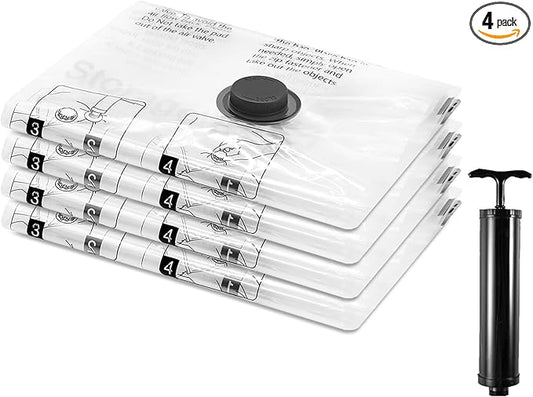 4 X-Jumbo Vacuum Storage Bags, Compression Packing Seal Space Saver Cubes for Clothing Bedding Comforters Blankets Pillows