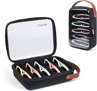 Luxtude Travel Sunglasses Organizer Case for Women Men, Glasses Case Multiple Pairs w/Adjustable Slot, Clear Sunglass Storage