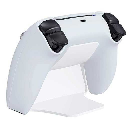 PlayVital White Controller Display Stand for ps5, Gamepad Accessories Desk Holder for ps5 Controller with Rubber Pads