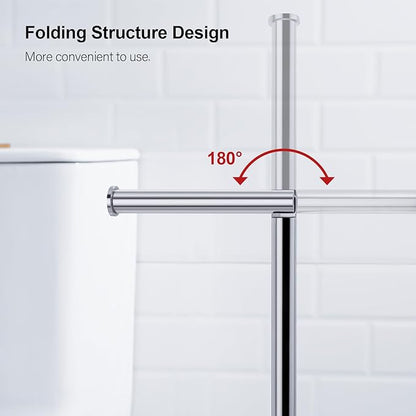 BAGNOLUX Bathroom Toilet Paper Holder Stand with Reserve, SUS304 Stainless Steel Rustproof Pedestal Tissue Roll Holder Heavy Duty, Polished Chrome