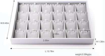 Oirlv Velvet Stackable Jewelry Trays Pendant Display Organizer Storage Tray (24 Grids Pendant)