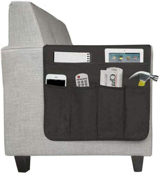 IPENNY Cotton Linen Sofa Couch Remote Control Holder Chair Armrest Caddy Pocket Organizer Storage Bag for Cellphone Tablet Notepad Book Magazines DVD Eyewears Drinker Snacks Holder Pouch