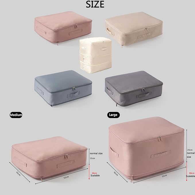 Ultra Space Saving Self Compression Organizer, 3-Layer Washable Comforter Storage Bag, Compression Bags for Storage for Storing and Organizing Winter Blanket, Duvets (2*Medium Gray)