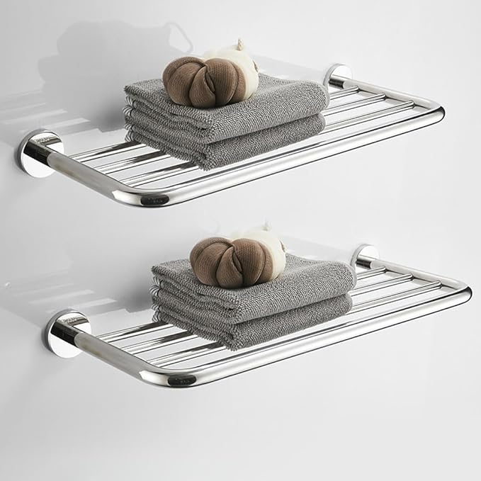 Hotel Towel Racks for Bathroom Wall Mounted, 24 Inch Towel Shelf for Bathroom, 2-Tier Bathroom Towel Rack, Polished Chrome