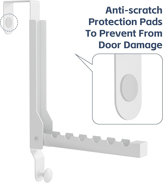 WLCSNG 4 Pack Over The Door Hanger Foldable Over The Door Hooks，Rust-Resistant Overdoor Hanger Hook for Laundry (Clothes Drying Rack)&Bathroom (Towel Rack) Small Portable,White