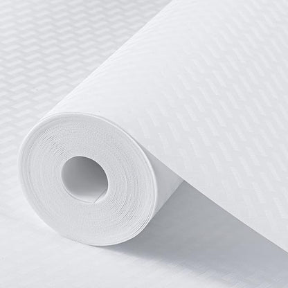 Shelf Liners for Kitchen Cabinets Refrigerator Liners Waterproof & Oil-Proof Kitchen Cupboard Liner Non-Slip Drawer Mats EVA Material Non Adhesive Fridge Liner for Shelves-White 23.6 x 236.2 Inches