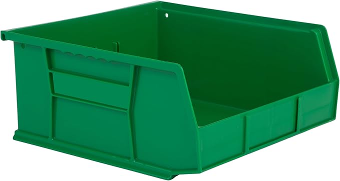 Hudson Exchange 11" x 11" x 5" Plastic Stackable Storage Bin and Hanging Container (Green, 1 Pack)