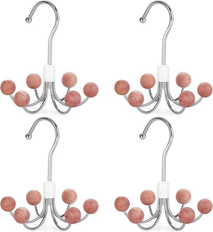 TOPIA HANGER Hoodie Hangers 4-Pack with 6 Cedar Balls, 360°Swivel Purse Hanger, Scarf Hanger, Closet Hooks, Handbag Organizer, Bra Hanger, Accessory Organizers for Scarf, Tanktop, Hat, Hoodie CT57C