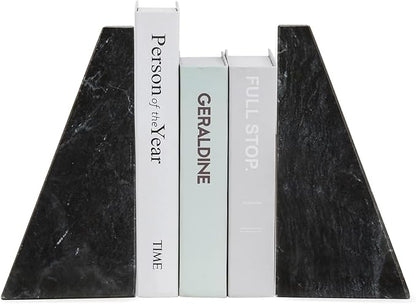 Fox Run Triangular 100% Natural Polished Black Marble Bookends 4 x 3 x 6 inches