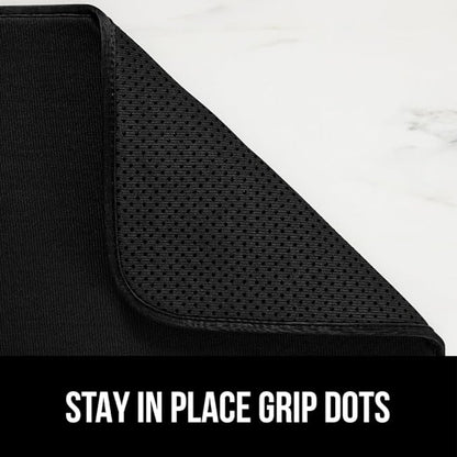 GORILLA GRIP Ultra Water Absorbent Microfiber Dish Drying Mat, 18x32, Quick Dry Thick Mesh, Slip Resistant Pad for Sink Dishes or Under Rack, Kitchen Counter Accessories, Machine Wash Mats, Black