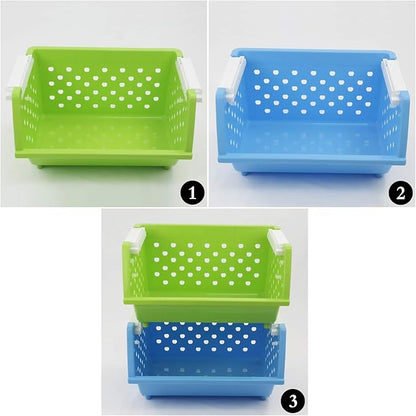 Stackable Storage Bins for Pantry, 4-Pack Open Front Stacking Basket, Muti-Purpose Organizer for Vegetable Fruit
