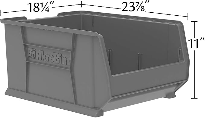 Akro-Mils 30289 Super-Size AkroBins Plastic Storage Bins, Space-Saving Stackable Bins for Garage, Classroom, Warehouse Organization, 24-Inch L x 18-Inch W x 12-Inch H, Red, 1-Pack