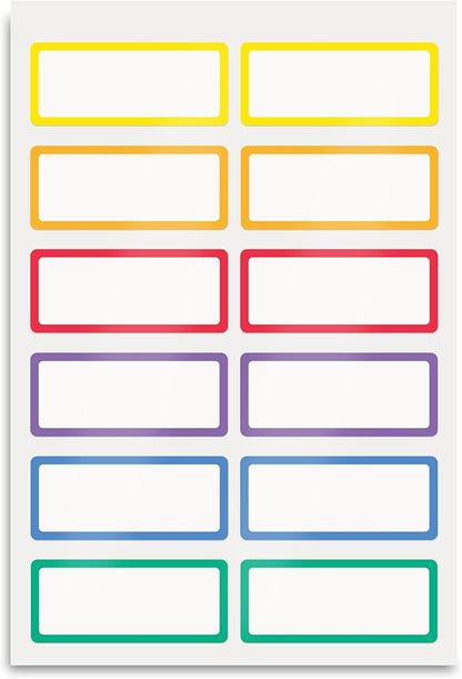 Avery No-Iron Fabric Name Labels, Rainbow Borders Preprinted Designs, Handwrite-Only, 24 Preprinted Labels (40706)