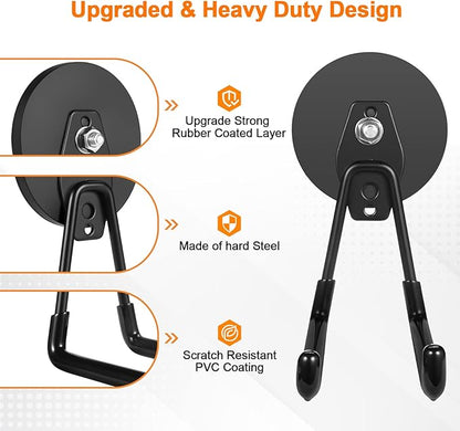 ENUODA Magnetic Hooks Heavy Duty Rare Earth Magnets with Hooks Large Magnetic Tool Holder for Hanging Garden Tools, Drills, Shovel, Broom, Hoses, Extension Cord, Garage Organization, 4 PCS