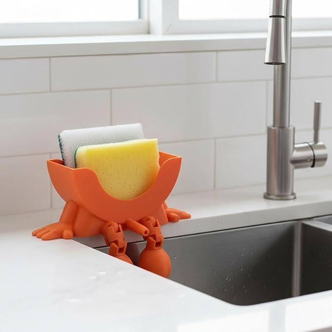 Sponge Holder for Scrub with Drainage, Smiley Sponge Holder for Sink, Keeps Your Sponge Dry, Smiling 3D Printed Holder Funny Sponges Holder for Daddy & Mummy, Kitchen Countertop Sink Draining (H#)