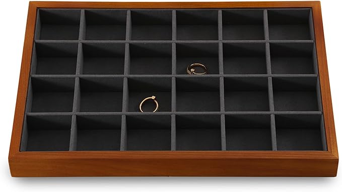 Yinbeini Earring Storage Tray, Wood Jewelry Organizer Tray,Black Stackable Jewelry Trays,Premium Wood Earring Display