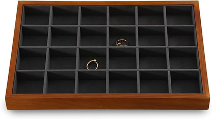 Yinbeini Earring Storage Tray, Wood Jewelry Organizer Tray,Black Stackable Jewelry Trays,Premium Wood Earring Display