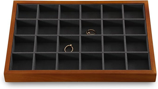 Yinbeini Earring Storage Tray, Wood Jewelry Organizer Tray,Black Stackable Jewelry Trays,Premium Wood Earring Display