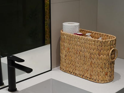 Toilet Paper Storage,Water Hyacinth Toilet Paper Baskets Bathroom Organizer,Large Toilet Paper Holder for up to 9 Mega Rolls,Bathroom Accessories Organizer