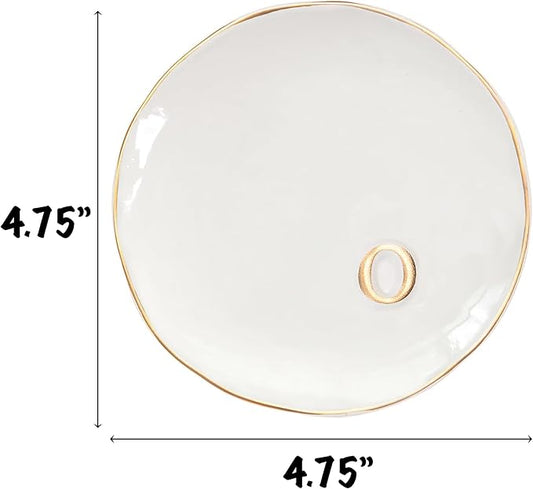 COLLECTIVE HOME - Ceramic Jewelry Tray, Decorative Trinket Dish for Rings Earrings Necklaces Bracelet Watch Keys, Birthday Mother's Day Christmas Gift for Women, 4.75", Glossy (o)