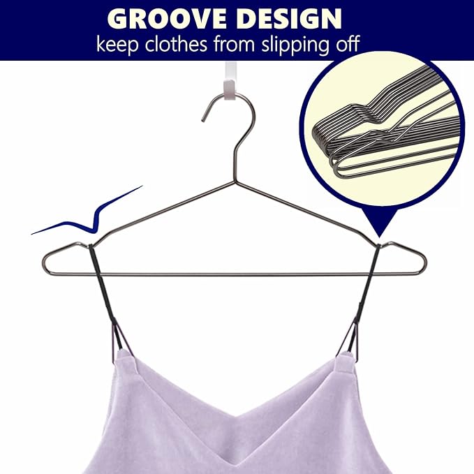 Amber Home 30 Pack 17" Strong Black Metal Wire Clothes Hangers, Heavy Duty Coat Hangers, Standard Suit Hangers for Jacket, Shirt, Dress (Black, 30)