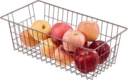 SANNO Freezer Baskets, Wire Storage Baskets Bin Organizer Food,Kitchen, Basket Organizers Bins for Home, Bathroom, Closet Organization, White,Set of 4 Brown