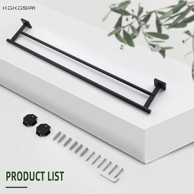 KOKOSIRI 32'' Towel Rails Bathroom Double Towel Bars Matte Black 32 Inch Bath Towel Holder for Washroom Wall Stainless Steel B5005BK-L32