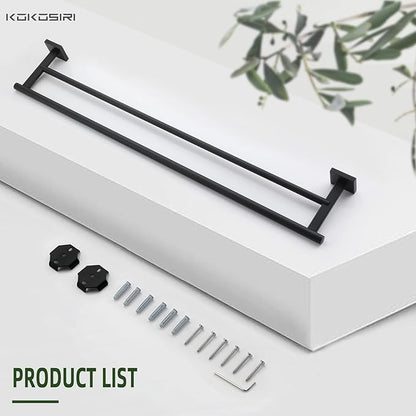 KOKOSIRI 32'' Towel Rails Bathroom Double Towel Bars Matte Black 32 Inch Bath Towel Holder for Washroom Wall Stainless Steel B5005BK-L32