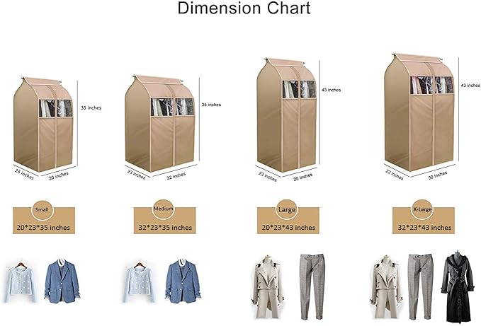 Garment Storage Bag Hanging Clothes Dustproof Cover With Clear Window In Wardrobe/Moisture, Dust Resistant Protector Cover With Zipper (Not Including Frame)