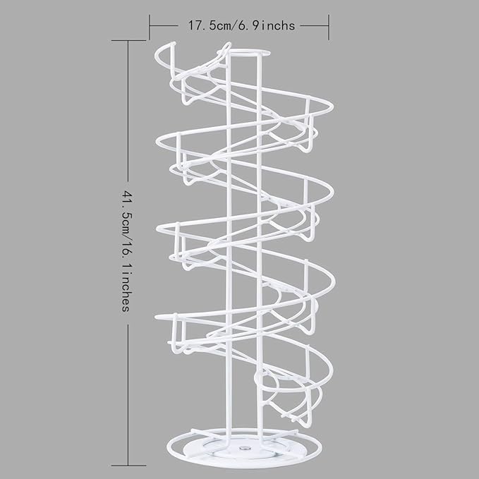 Toplife Spiral Design Metal Egg Skelter Dispenser Rack, Storage Display Rack, White