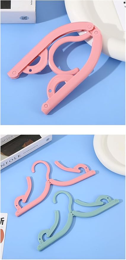 Portable Travel Hangers, Foldable Clothes Drying Rack in Pastel Green, Pink, Blue, 6 Pack, Collapsible Design for Cruise Ship