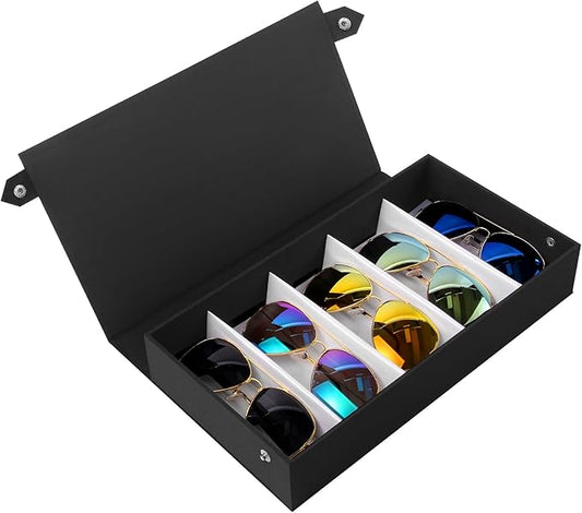 Baojulong 5-Slot Eyeglass Case Organizer - Portable Storage for Sunglasses & Glasses, Perfect for Travel & Home Use
