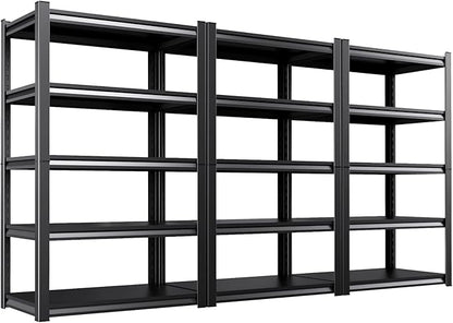 Set of 3 71"H-35"W Garage Shelving-2050LBS 5 Tier Storage Shelves,Adjustable Heavy Duty Metal Shelving Unit and Storage Large Rack,Utility Steel Shelf For Shop Warehouse Industrial Pantry 71"x35"x16"