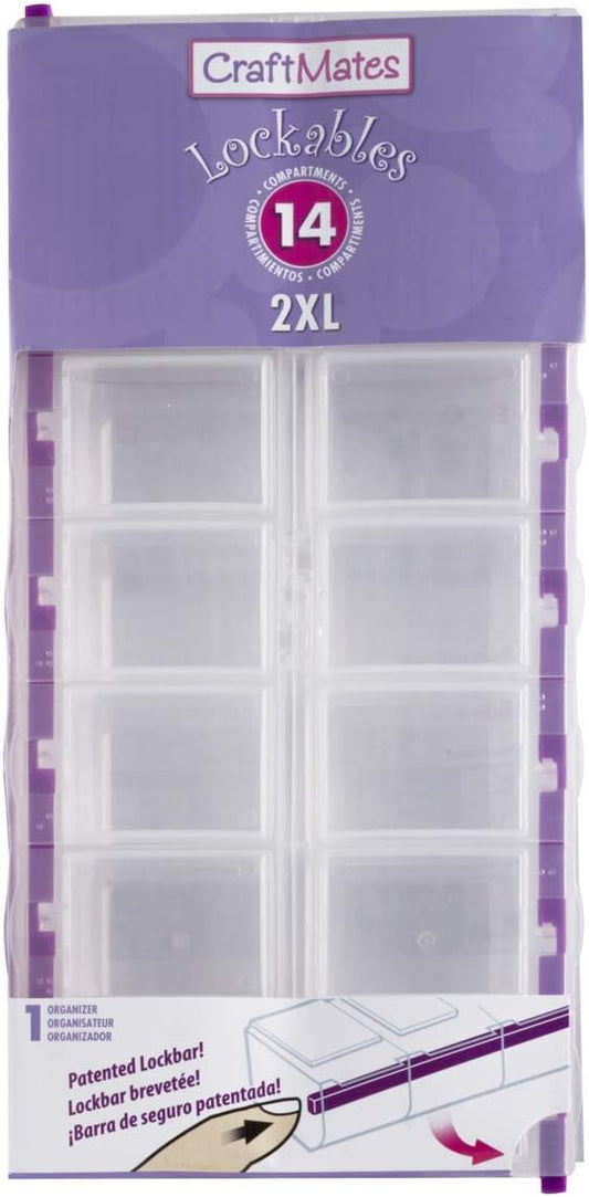 Craft Mates Bead Organizer and Plastic Storage Containers for Crafts, Buttons, Pins and More, 14 Locking Compartments (Display)