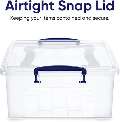 Superio Storage Bins with Lids- Clear Boxes for Organizing, Stackable Plastic Containers- BPA Free, Non-Toxic, Odor Free, Organizer for Home, Office, Dorm (6 Pack, 22.7 Qt)