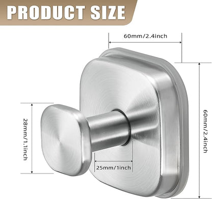 Fenas Suction Cup Hooks for Shower - Resuable Bathroom Hooks for Towels, Robes & Loofah - No-Drill Mounting on Kitchen,Walls,Metal,Glass,Mirrors,Tile & Smooth Non-Porous Surfaces (4, Brushed Nickel)