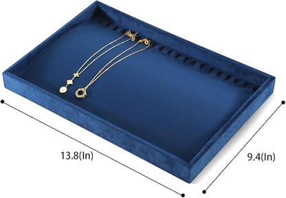 Necklace Storage Tray, Velvet Bracelet Display, Premium Jewelry Organizers,Luxury Jewelry Tray,Blue Necklace Display