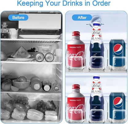 Jaxbo Drink Organizer For Fridge, Adjustable Self Pushing Drink Dispenser for Refrigerator Organizers and Storage, Automatic Fridge Drink Organizer, 3 Rows, 14.96" D - Holds up to 15 Cans