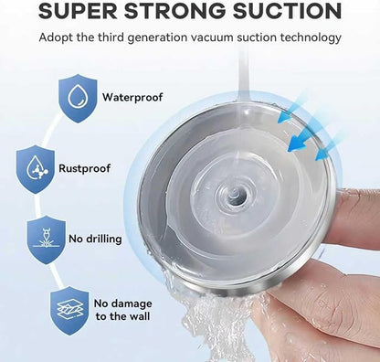 GMYOO Suction Cup Hooks for Shower, Bathroom,Glass Windows,Tile – Towel, Loofah, No-Drill Wreath Hanger for Front Door Waterproof Hook Hold,Silver 4packs