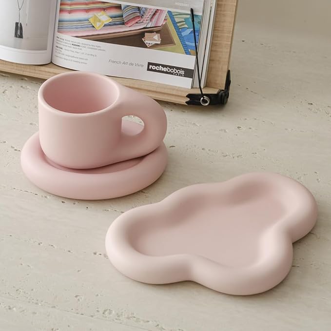 Chubby Jewelry Tray, Cute Cloud Trinket Dish (Matte Soft Pink)